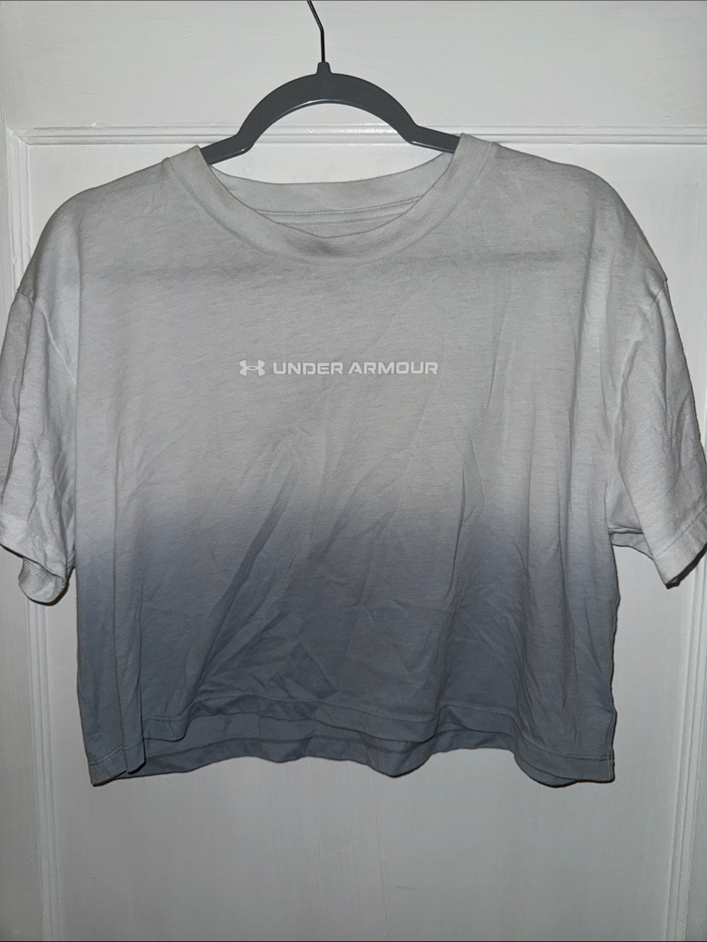 Under Armour White to Gray Ombre Crop Top with Logo